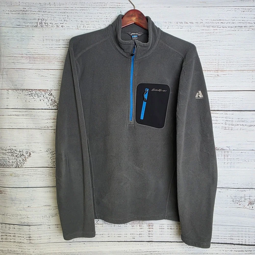 Eddie Bauer First Ascent Polartec‎ Fleece Pullover Mens Large Gray 1/4 Zip 0677